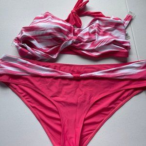 Pink/White Print Halter Bikini - NWOT